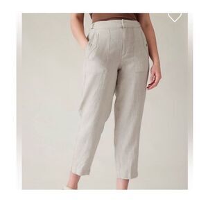 Athleta Linen Voyager Pants, Size 12 Cream